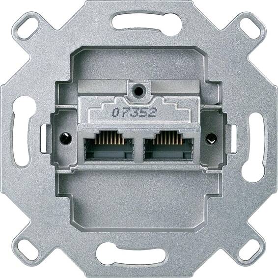 Розетка компьютерной 2xRJ45 Schneider Electric коллекции Merten, скрытый монтаж, MTN465706