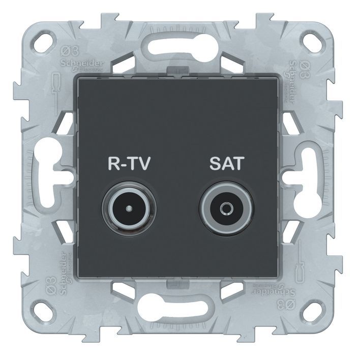 Розетка TV-FM-SAT Schneider Electric UNICA NEW, скрытый монтаж, антрацит, NU545554