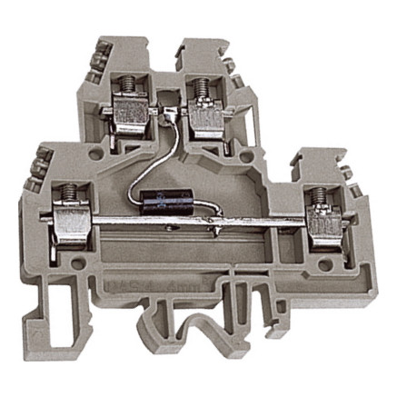 DAS.4//D5GR, 2х уровневый проходной зажим серый 4 кв.мм с диодом между уровнями 5В (упак. 20шт)